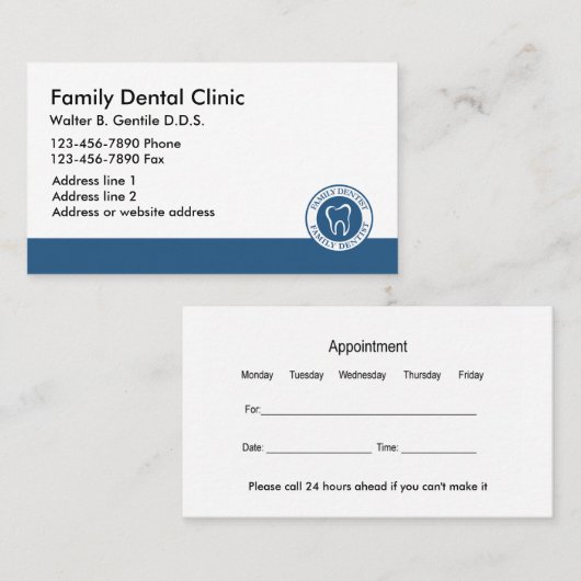 新しい歯科医のオフィスそれら 名刺 (正面/裏面)