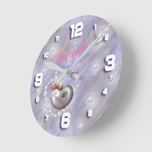 新しい母ベビーシャワーギフトベビーラウンドクロック ラウンド壁時計 (傾斜)