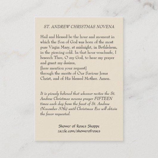 新しい母メリーおよびベビーのイエス・キリストの神聖なカード 名刺 (裏面)