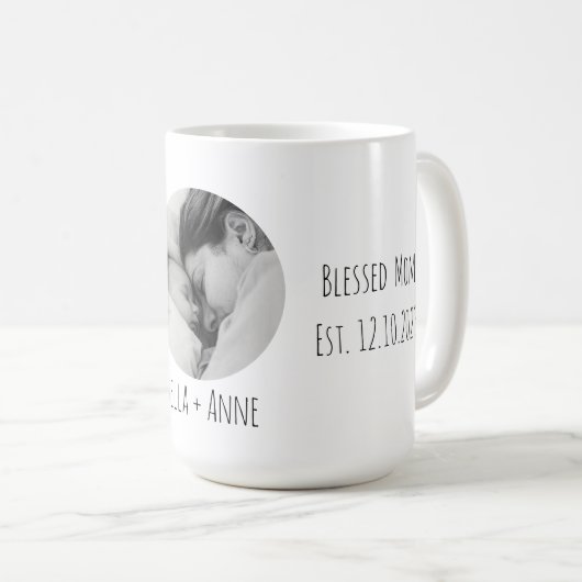 新しい母|名パーソナライズされた前| 1枚の写真 コーヒーマグカップ (正面右)