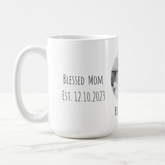 新しい母|名パーソナライズされた前| 1枚の写真 コーヒーマグカップ (左)