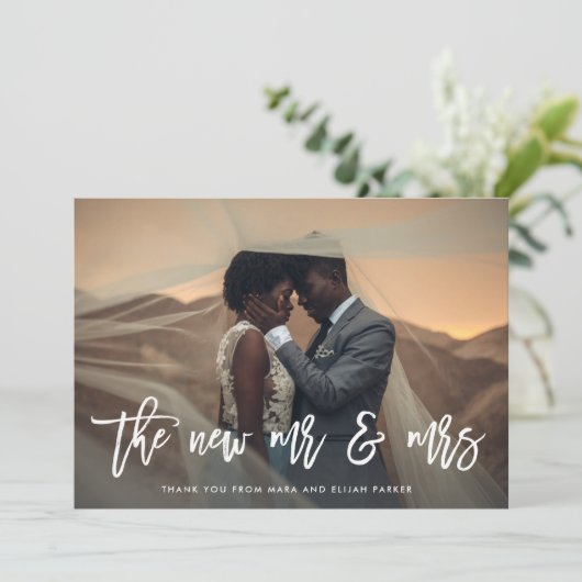 新しい氏および夫人|の原稿および結婚式の写真 サンキューカード (スタンド正面)