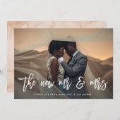 新しい氏および夫人|の原稿および結婚式の写真 サンキューカード (正面/裏面)