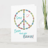 新しい波紋が祝福され、白地に平和のサイン カード (正面)