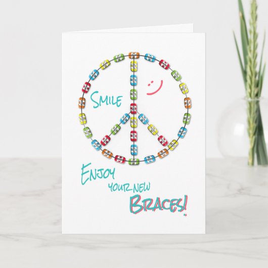 新しい波紋が祝福され、白地に平和のサイン カード (正面)