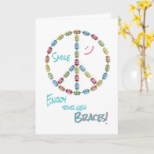 新しい波紋が祝福され、白地に平和のサイン カード (黄色い花)