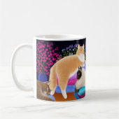 新しい洗濯のマグで眠っている猫 コーヒーマグカップ (左)