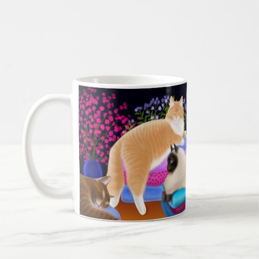 新しい洗濯のマグで眠っている猫 コーヒーマグカップ (左)