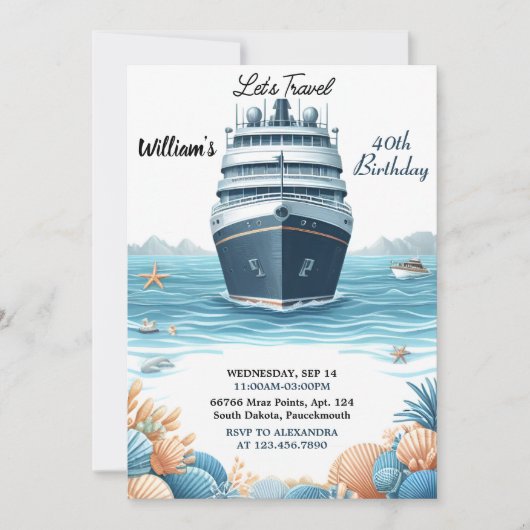新しい海波旅行いかりヨット40th誕生日 招待状 (正面)