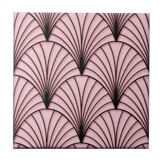 新しい淡い色のピンクとブラックセラミック タイル (正面)