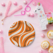 新しい溝のレトロ抽象芸術パターンオレンジ色 ペーパープレート (パーティー)