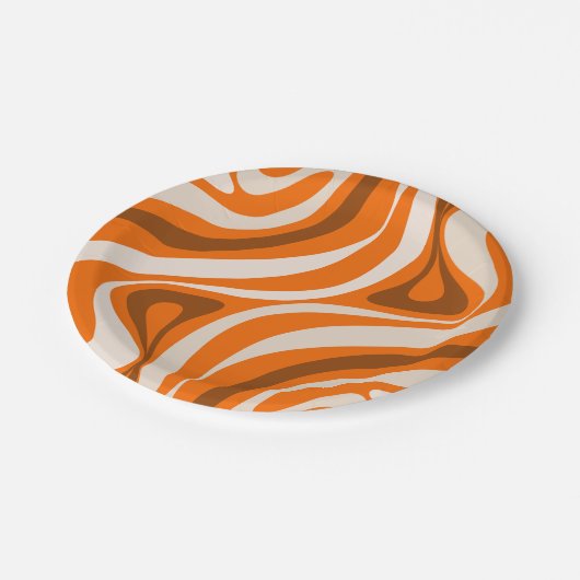 新しい溝のレトロ抽象芸術パターンオレンジ色 ペーパープレート (アングル)