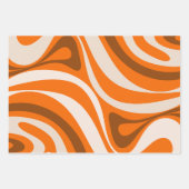 新しい溝のレトロ抽象芸術パターンオレンジ色 ラッピングペーパーシート (正面2)