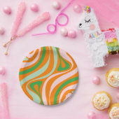 新しい溝レトロ抽象芸術トリップ(幻覚体験)のようなボホパターン ペーパープレート (パーティー)