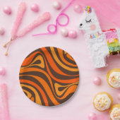 新しい溝レトロ旋回抽象芸術パターン70sオレンジ ペーパープレート (パーティー)