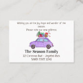 新しい演説紫のフィアト500とクリスマスプレゼント 名刺 (裏面)