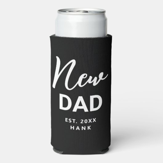 新しい父が初めて設立されたパーソナライズされた スリム缶クーラー (Seltzer裏面)