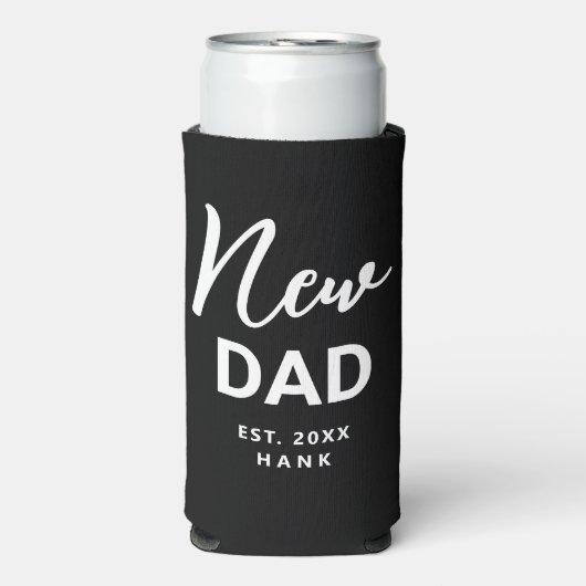 新しい父が初めて設立されたパーソナライズされた スリム缶クーラー (Seltzer正面)
