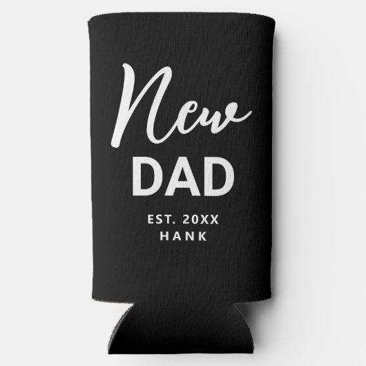 新しい父が初めて設立されたパーソナライズされた スリム缶クーラー (裏面)