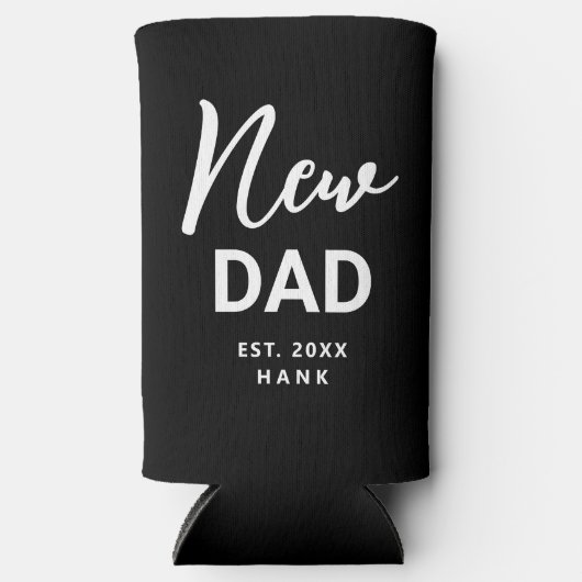 新しい父が初めて設立されたパーソナライズされた スリム缶クーラー (正面)