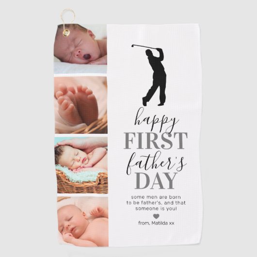 新しい父の写真コラージュ ゴルフタオル (正面)