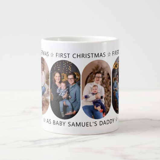新しい父の初めてのクリスマス6 Photo Rounded Lozenge ジャンボコーヒーマグカップ (正面)