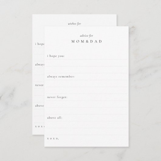 新しい父母とベビーへのアドバイスと願い ノートカード (正面/裏面)