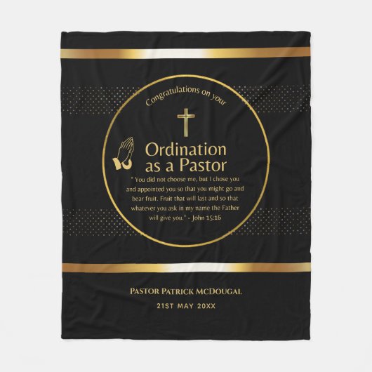 新しい牧師の並替え新しい叙任されたカスタム文字 フリースブランケット (正面)