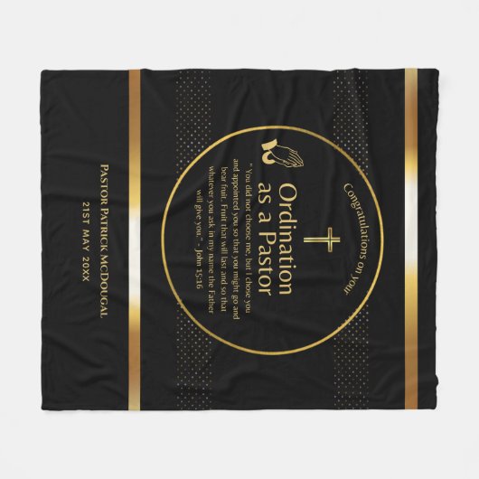 新しい牧師の並替え新しい叙任されたカスタム文字 フリースブランケット (正面(横))