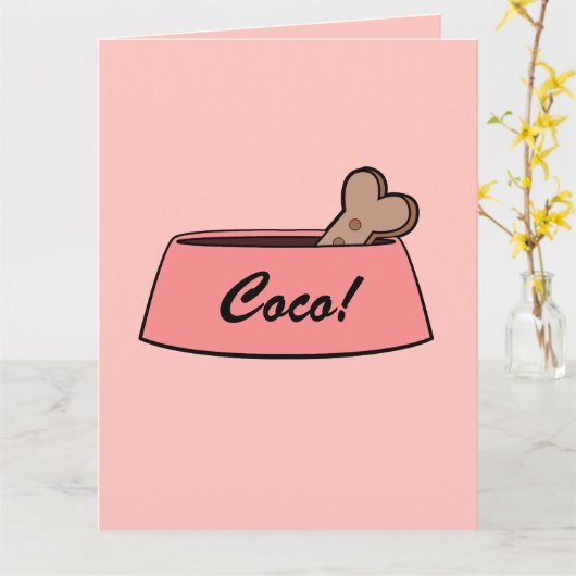 新しい犬の名前をカスタマイズ可能なボウル カード (黄色い花)