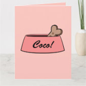 新しい犬の名前をカスタマイズ可能なボウル カード (正面)