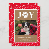 新しい犬の子犬の喜び足のクリスマスアナウンス シーズンカード (正面/裏面)