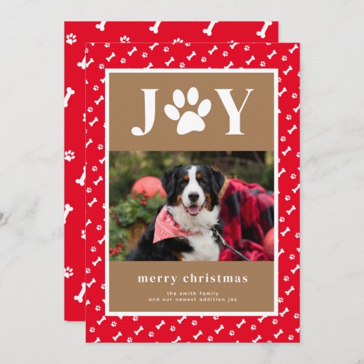 新しい犬の子犬の喜び足のクリスマスアナウンス シーズンカード (正面/裏面)