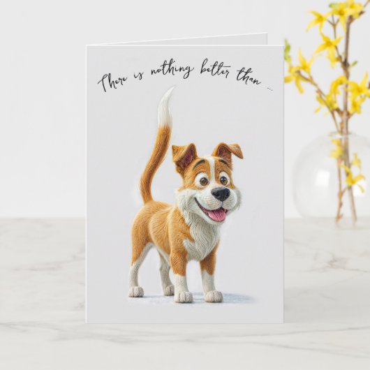 新しい犬の祝辞 カード (黄色い花)