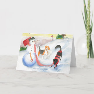 新しい犬古い犬の挨拶状 シーズンカード