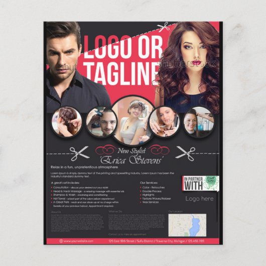 新しい理髪店のフライヤのデザイン チラシ (正面)