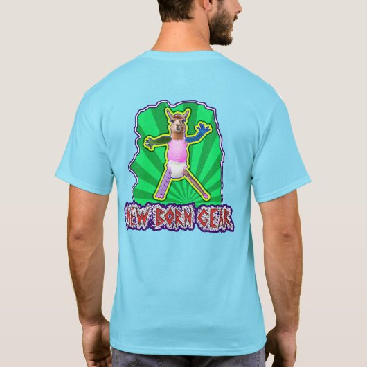 新しい生まれギア(ラマ画像) – カラー Tシャツ (裏面)