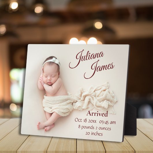 新しい生まれベビー写真の誕生発表Keepsake フォトプラーク