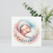 新しい生まれベビー水カラー招待状 招待状 (スタンド正面)