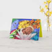 新しい生まれベビー カード (黄色い花)