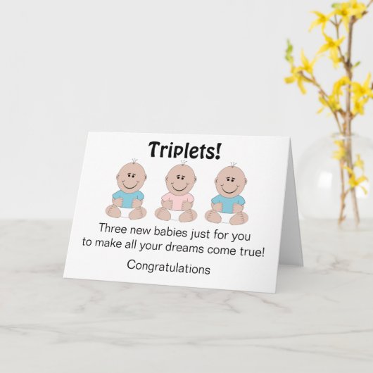 新しい生まれ三つ子カスタマイズ カード (黄色い花)