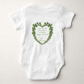 新しい生まれ赤ん坊がその離れ家に光を当てる ベビーボディスーツ (裏面)