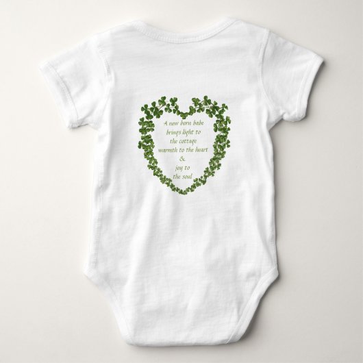 新しい生まれ赤ん坊がその離れ家に光を当てる ベビーボディスーツ (裏面)
