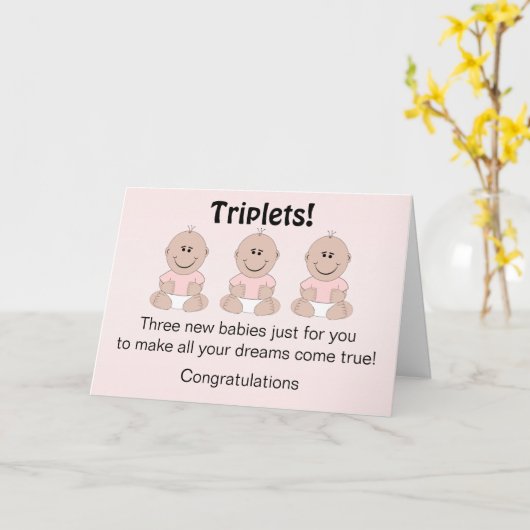 新しい生まれ赤ん坊の女の子トリプレットカード カード (黄色い花)