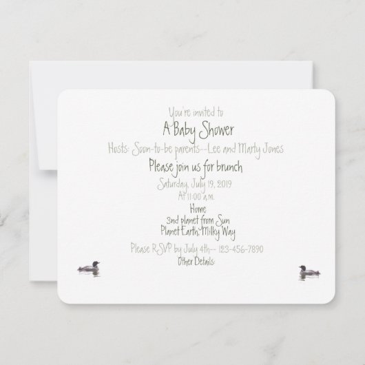 新しい生命: 旅行は始まることを約あります: -水潜り鳥: 招待状 (裏面)