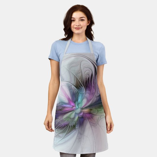 新しい生活、抽象芸術カラフルフラクタル芸術ファンタジー エプロン (着用した状態)