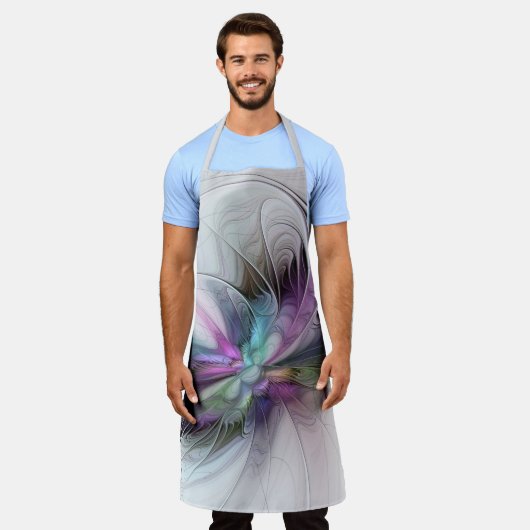 新しい生活、抽象芸術カラフルフラクタル芸術ファンタジー エプロン (着用した状態)