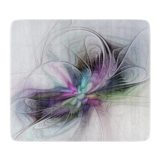 新しい生活、抽象芸術カラフルフラクタル芸術ファンタジー カッティングボード (正面)