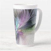 新しい生活、抽象芸術カラフルフラクタル芸術ファンタジー カフェラテマグ (右アングル)