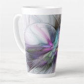 新しい生活、抽象芸術カラフルフラクタル芸術ファンタジー カフェラテマグ (左アングル)